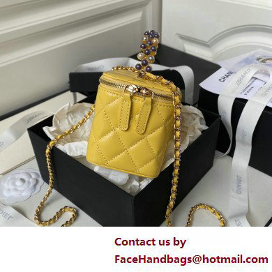 Chanel Shiny Crumpled Lambskin, Imitation Pearls  &  Gold-Tone Metal Clutch with Chain Bag AP3804 Yellow 2025